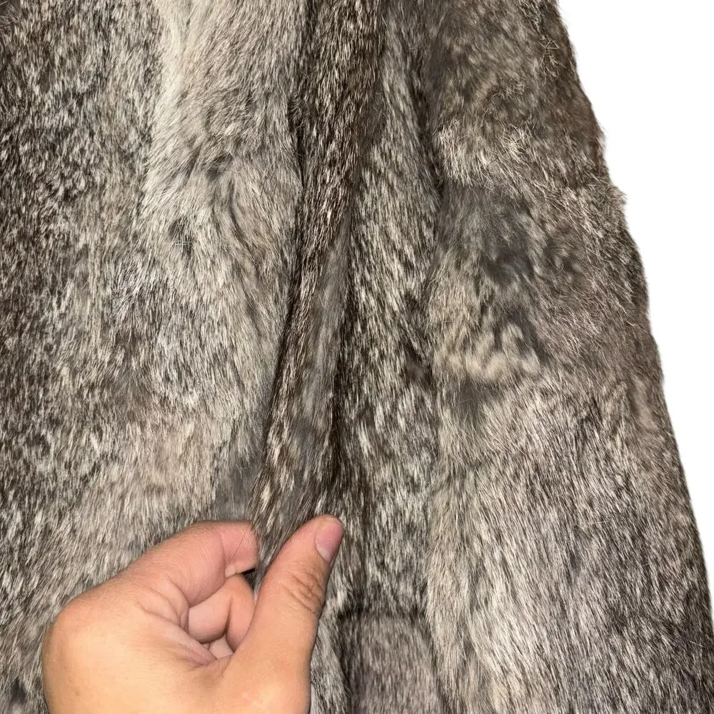 Sergio Valente Rabbit Fur Winter Coat Women’s M Luxury Maximalist Mobwife Soft